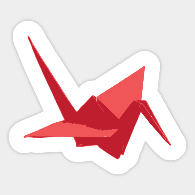 Origami Crane - Red Sticker by A2M